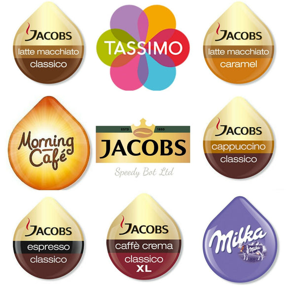 Tassimo Variety 12 Cups Taster Pack Jacobs Latte Cappuccino Milka Coffee Pod
