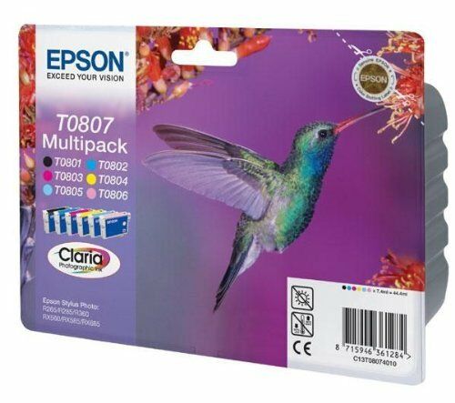 EPSON Original T0807 Ink Cartridge for  R265 R285 R360 RX560 RX585 RX685 Printer