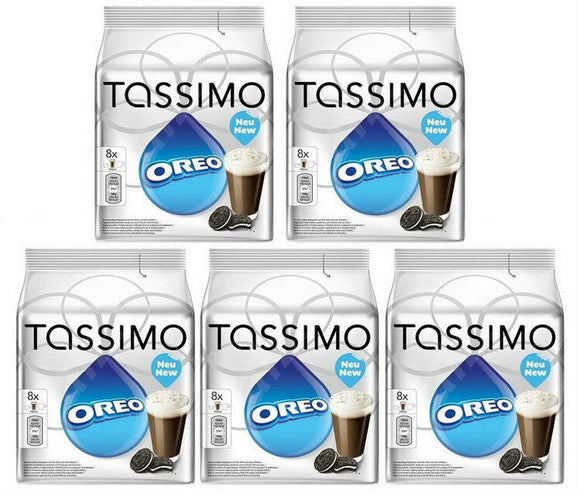 5 Pack Tassimo Oreo Cookie Hot Chocolate Pods Capsules 80 T-Discs 40 Servings