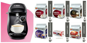 Bosch Tassimo Happy TAS1002GB 0.7 Litre, 1300 Watt Black + 56  Variety Box