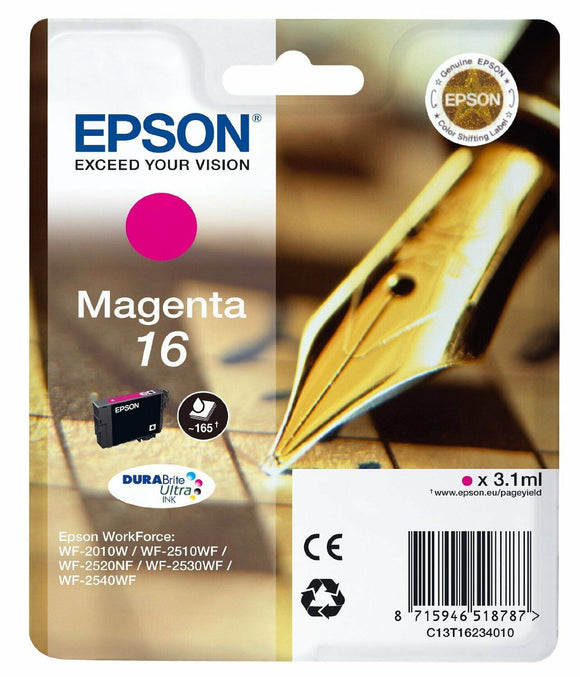 Epson T1623 16 Magenta Ink Cartridge Workforce WF2010W WF25440 WF2510 WF2520 NEW
