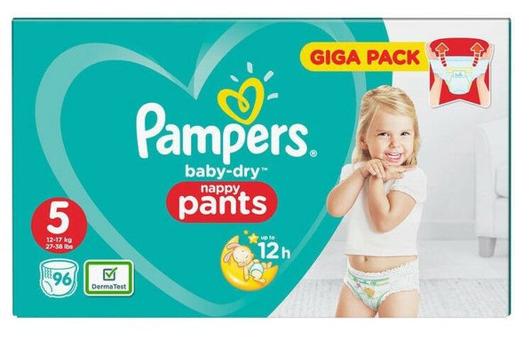 Pampers Baby Dry Nappy Pants Size 5 Pack of 96 - 12-17kg Diaper NEXT DAY SERVICE