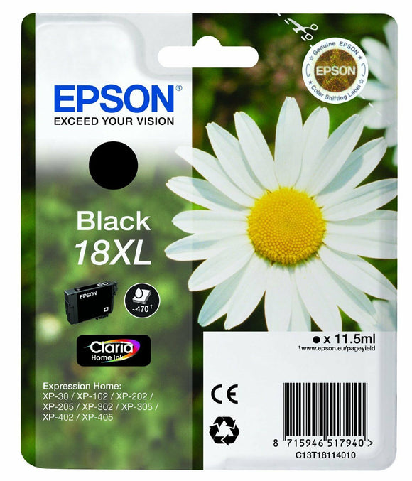 Original Genuine Epson 18XL Black  Ink Cartridge For  XP102 Printer