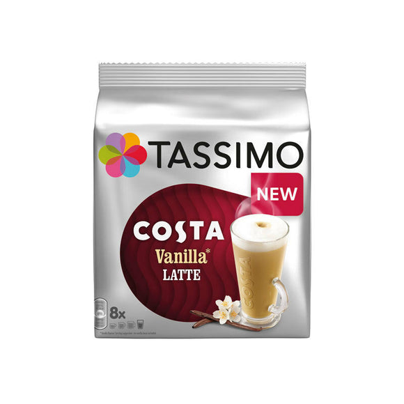 Tassimo Costa Vanilla Latte T Discs Coffee Pods Pack 8 16 24 32 40 Cups Drinks