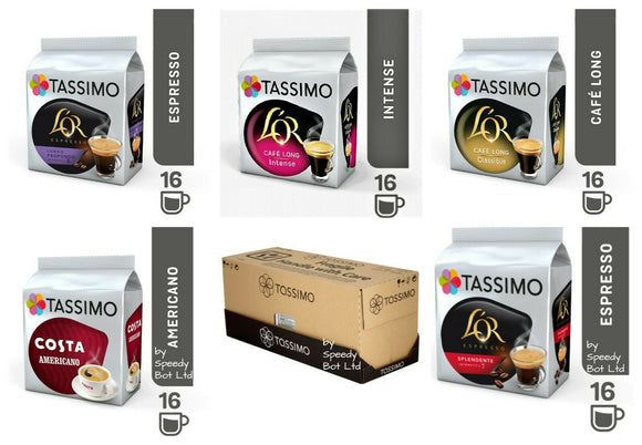 Tassimo Black Coffee Selection Variety Bundle Capsules T-Discs Pods 80 Drinks