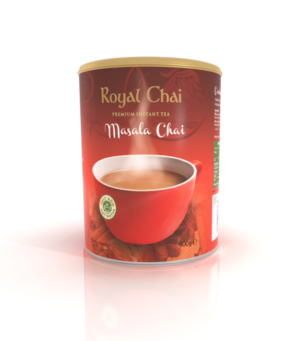 Royal Chai Indian Tea Masala/Karak/Elaichi/Ginger (Sweetened W/O Suger) Tub 400g