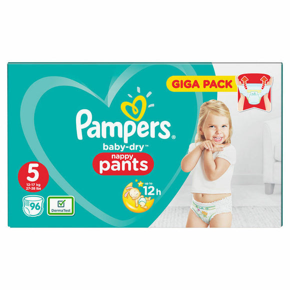 Pampers Baby Dry Nappy Pants Size 5 Pack of 96 Junior Giga Pack 11-18kg Diaper
