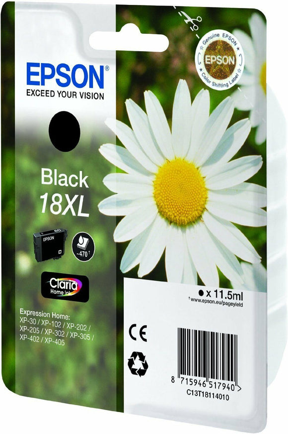 Original Genuine Epson 18XL Black  Ink Cartridge For  XP30 Printer Part of T1816