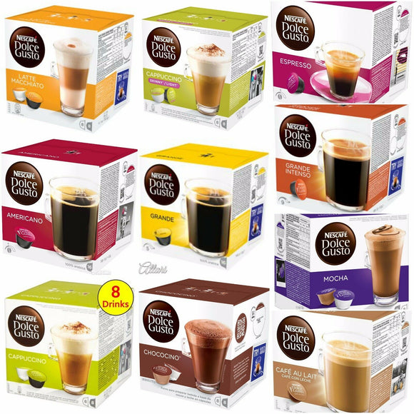 NESCAFE DOLCE GUSTO COFFEE CAPSULES PODS 10 FLAVORS 120 CUPS