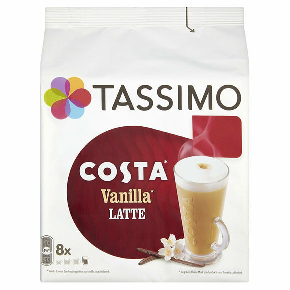 TASSIMO T Discs Refill Pods Costa Coffee Vanilla Latte Cups Cartridge Cadbury UK
