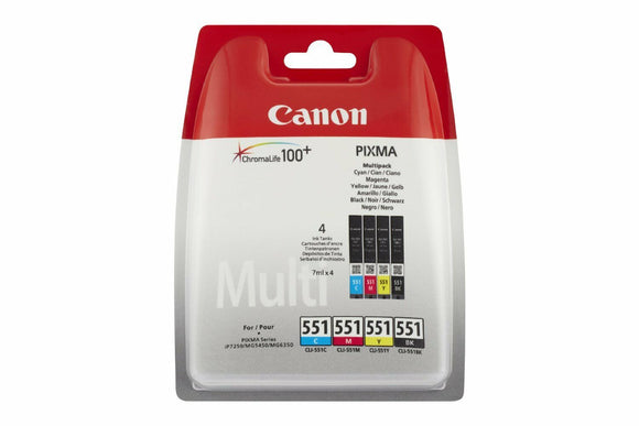 Genuine Original Canon CLI-551 B/C/Y/M 4 Ink Cartridges for MG550 MG7550 IP7250