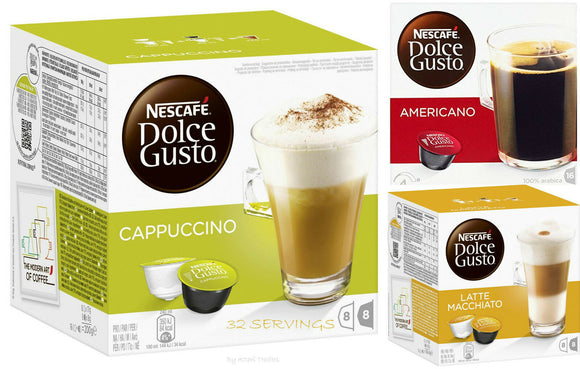 NESCAFÉ Dolce Gusto Cappuccino Americano Latte Macchiato 3 Pack 32 Servings Cups