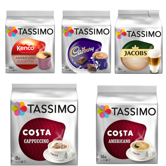 Tassimo 56 Coffee Pod Disc Variety Box Latte Cappuccino Americano Free Shipping