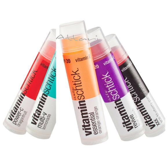 Glaceau VitaminWater Lip Balm Revive, Multi V, Tripple Berry, Power C, Essential