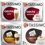 TASSIMO COSTA & Carte Noire Cappuccino Latte Macchiato 4 Packs 32 T-Discs Pods