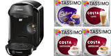 Bosch Tassimo HAPPY Coffee Machine Black + Cadbury Cappuccino Americano Latte