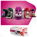 Bosch TASSIMO Happy Coffee Machine Black Red Cream Purple White Pods Variety Box