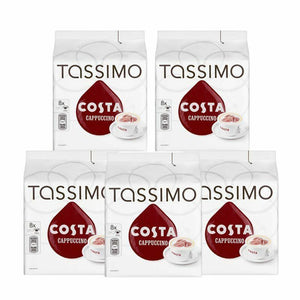 TASSIMO Costa Cappuccino Coffee 16 discs (Pack of 5, Total 80 discs) 40 Servings