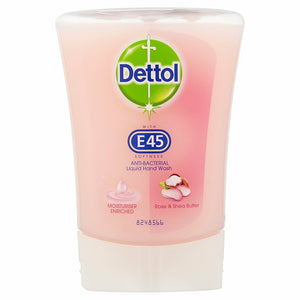 Dettol No Touch E45 Hand Wash Refills Rose & Shea Butter Hydrate Moistur 250ml