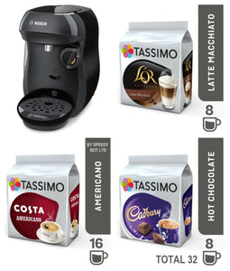 Bosch Tassimo Coffee Machine Black Cadbury Costa American Latte 32 Cup