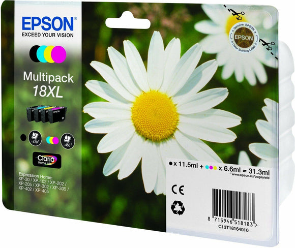 GENUINE EPSON DAISY 18XL T1816 MULTIPACK 4 INKS BK/C/Y/M INKS XP 102  205 305 BN