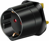 3 x Travel Adapter Europe Black Schuko to UK English 2 to 3 pin mains plug 13A