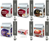 TASSIMO T Discs Pods Coffee Latte Cappuccino Americano Cadbury Variety Box 56