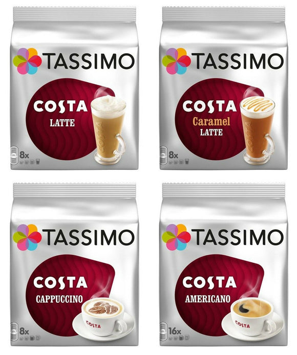 Tassimo 4 Packet Costa Coffee Mix Flavour (Total 64 T-Discs / 40 Servings)
