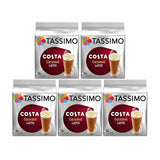 Tassimo Coffee Hot Chocolate Tea Latte Milk Espresso Kenco Costa L'OR 5 Pack Pod